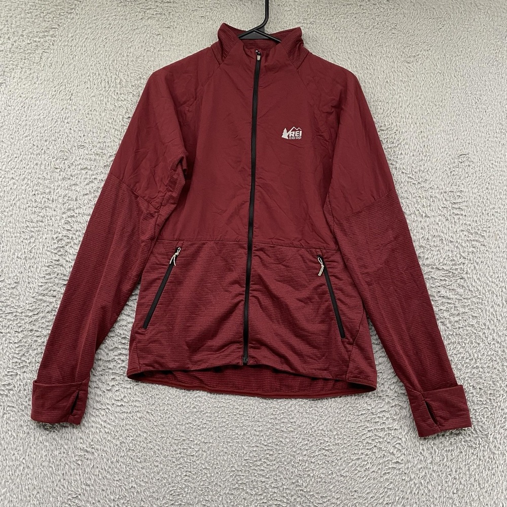 REI Hybrid Fleece Jacket Womens Medium Red Insulated Hiking Outdoor Zip Light